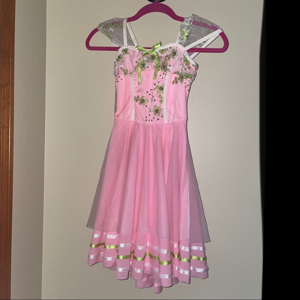 Pink and Green Floral Lyrical Costume